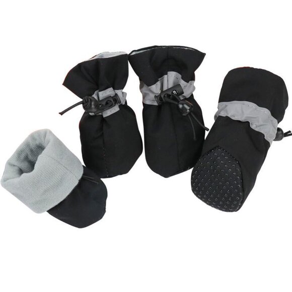 BLACK 4PCS/Set SIZE 3 Waterproof Pet Dog/Cat Shoes Anti-slip Rain/Snow Boots - Picture 1 of 5